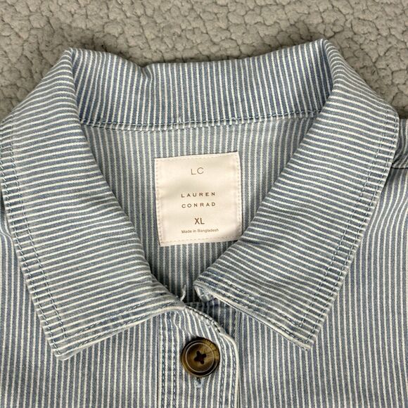 LC Lauren Conrad Blue Striped Jean Jacket - Picture 8 of 15
